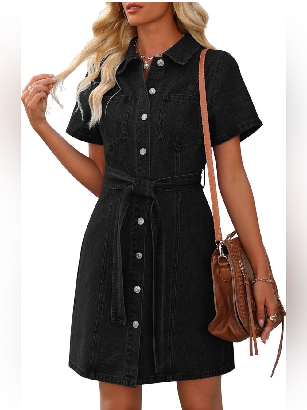 Black Denim Dress Button Down
